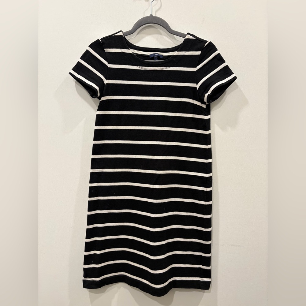 Express Black and White Striped Short-Sleeve‎ Mini Dress 100% Cotton